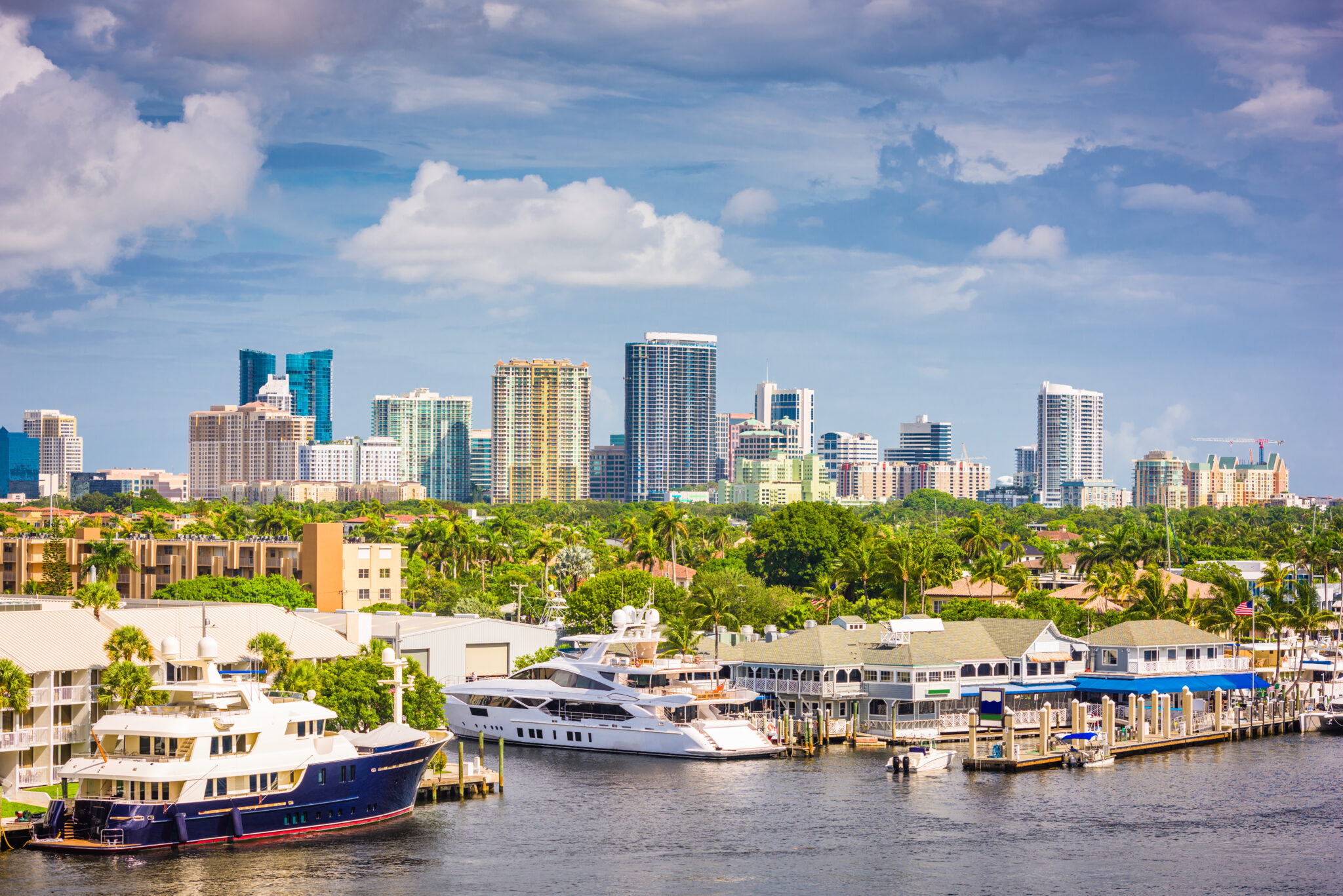 Downtown Fort Lauderdale and the New River at dusk