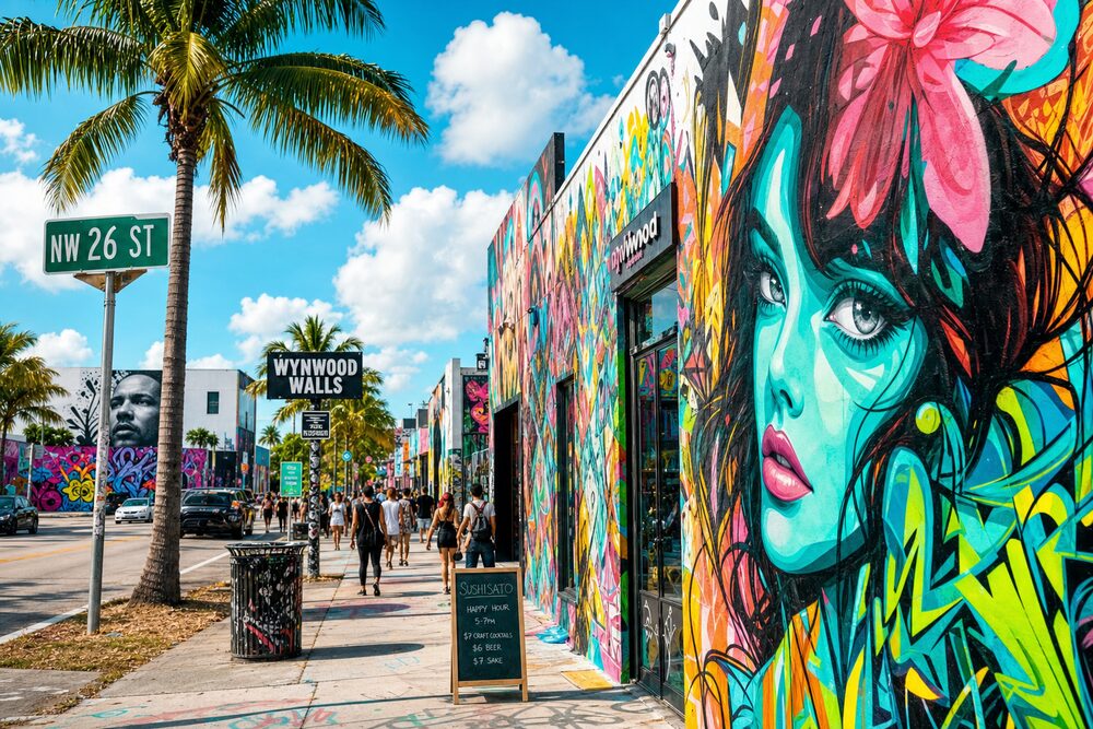 The Wynwood Walls murals on NW 26th Street, Miami